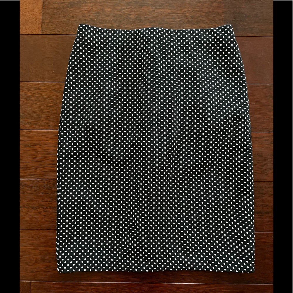 Navy and white polka dot Philosophy pencil skirt, size 4